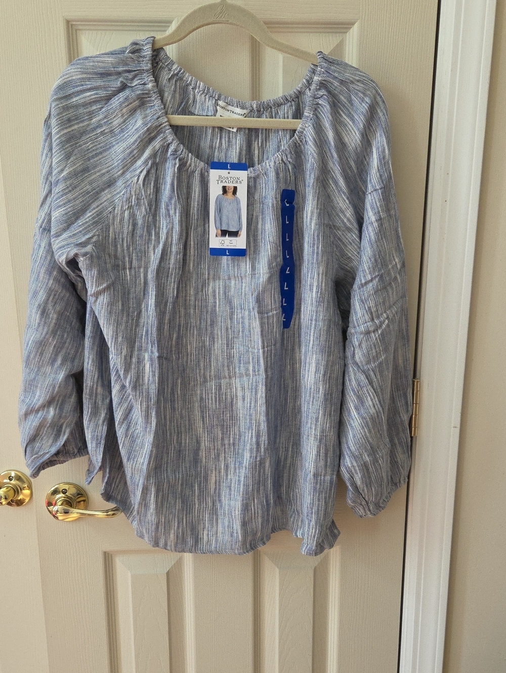 Boston Traders Light Blue Striped Peasant Tunic